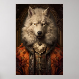 Aristokratisches Wolf-Porträt, Renaissance-Tierkun Poster