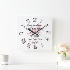 Aristoteles Frühjahrszitat Dekoration für Zuhause Quadratische Wanduhr