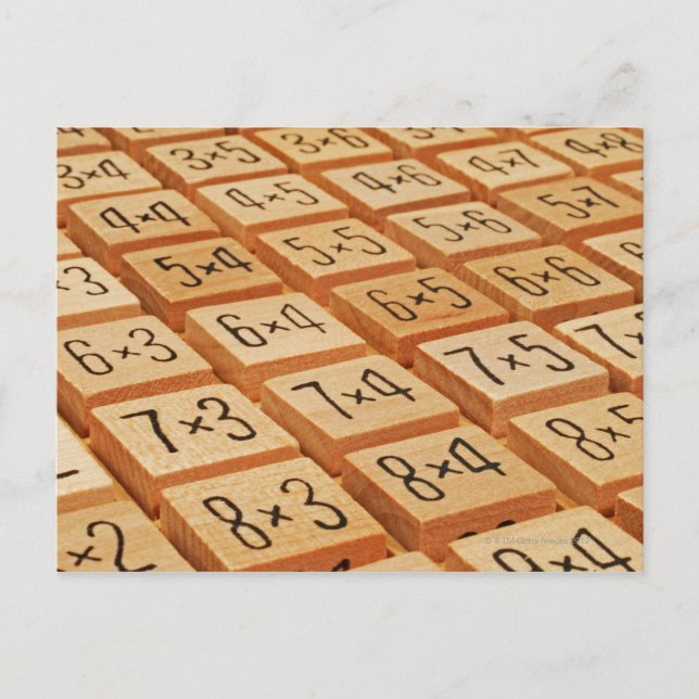 Arithmetik. Multiplikationszeitpunkte aus Holz Postkarte (Vorderseite)