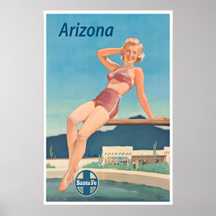 Arizona Art Santa Fe Reiseplakat Schwimmbad Poster