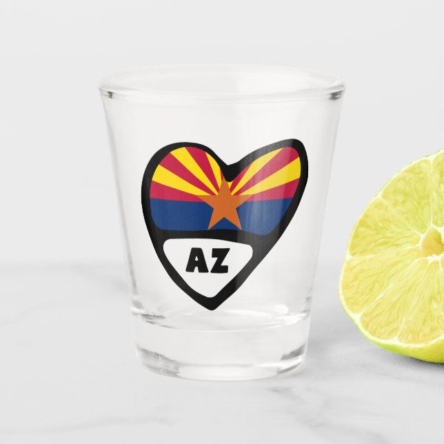Arizona, AZ Staatsflagge im Herzen Schnapsglas (Vorderseite)