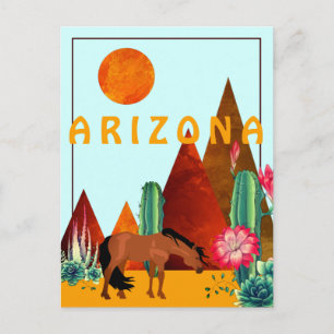 Arizona ~ Berge, Kakteen und Pferdewüste Postkarte