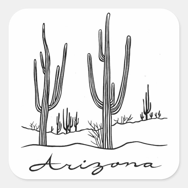 Arizona Cactus Country Quadratischer Aufkleber (Vorderseite)