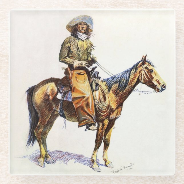 Arizona Cowboy Western Art von Frederic Remington Glasuntersetzer (Vorderseite)