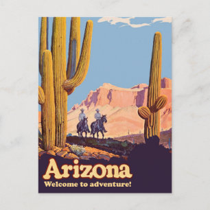 Arizona, Cowboys in der Wüste, Kaktus Postkarte