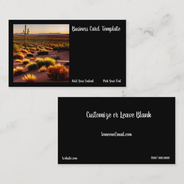 Arizona Desert Cactus Sunset Business Card Visitenkarte (Vorne/Hinten)