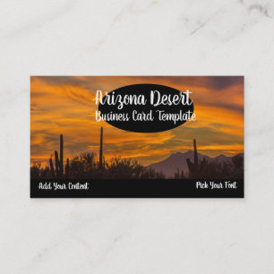 Arizona Desert Cactus Sunset Carte de visite