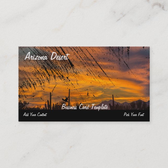 Arizona Desert Cactus Sunset Carte de visite (Devant)