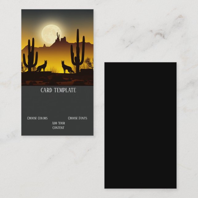 Arizona Desert Coyote Wolf Business Card Visitenkarte (Vorne/Hinten)
