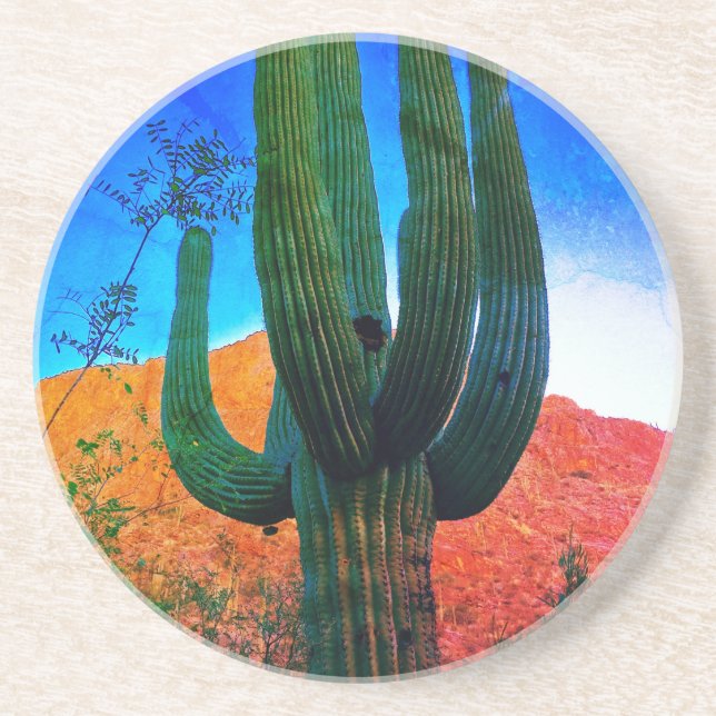Arizona Désert Dessous de verre Saguaro Cactus (Devant)
