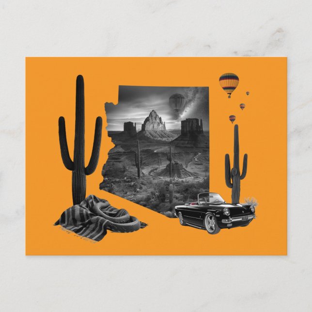 Arizona Desert Dream in Black and White Postkarte (Vorderseite)
