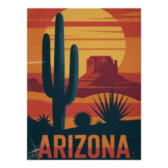 Arizona Desert Landscape Sunset Art Print - Retro  Poster (Vorderseite)