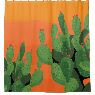 Arizona Desert Prickly Pear Floral Douche rideau