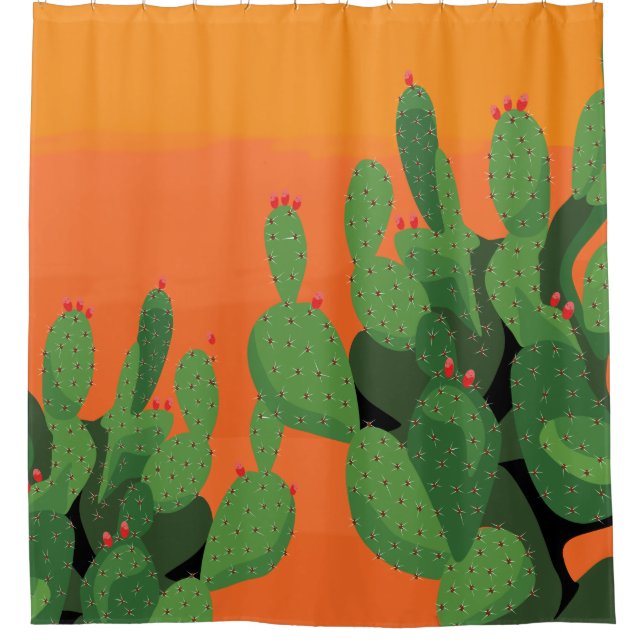 Arizona Desert Prickly Pear Floral Douche rideau (Devant)