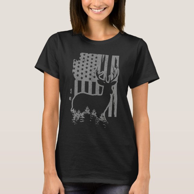 Arizona Elk Hunting State Map American Flag Patrio T-Shirt (Vorderseite)