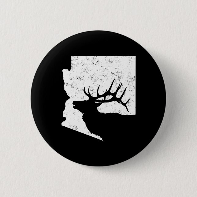 Arizona Elk Jagd Bull Elk AZ Staat Form Button (Vorderseite)