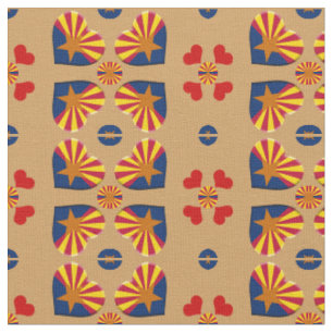 Arizona Flag & Arizona Hearts mode Fabric / USA Stoff
