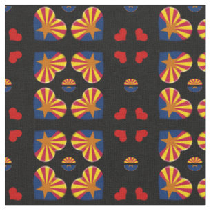 Arizona Flag & Arizona Hearts mode Fabric / USA Stoff