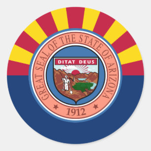 Arizona Flag & Siegel, Flagge von Arizona Runder Aufkleber