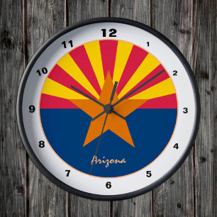 Arizona-Flagge & Arizona Mode / Design USA Runde Wanduhr
