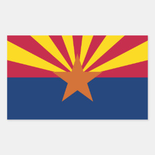 Arizona-Flagge: Sternensonne, Der Kupferstaat Rechteckiger Aufkleber