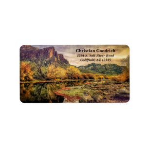 Arizona Fluss Sonoran Wüsten Berge Digitale Kunst Adressaufkleber