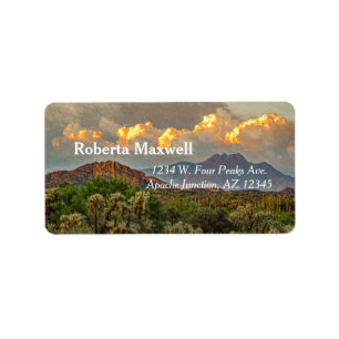 Arizona Four Peaks Berg Bunte Wolken Sonnenunterga Adressaufkleber