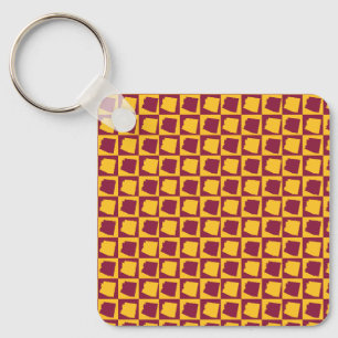 Arizona Geometrisches Maroon- und Goldmuster Schlüsselanhänger