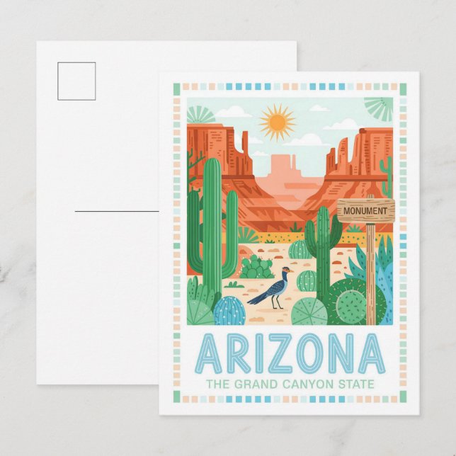 Arizona - Grand Canyon Staat Sommerreise Postkarte (Vorne/Hinten)