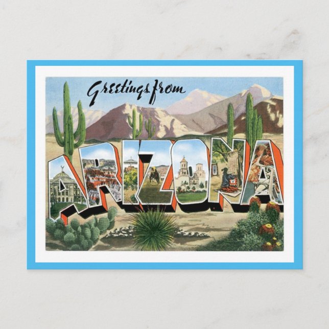 Arizona-Grüße von US-Staaten Postkarte (Vorderseite)