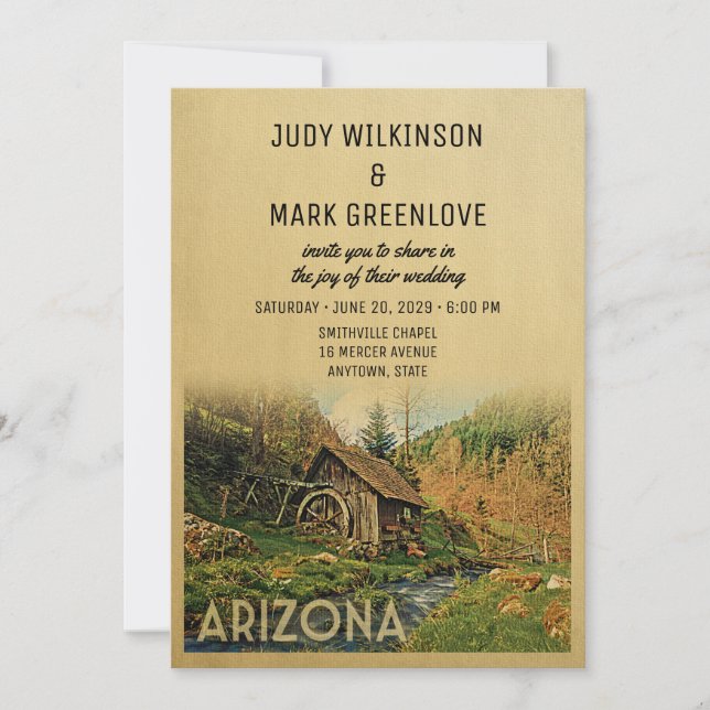 Arizona Hochzeitseinladung Rustikale Kabine Mill W Einladung (Vorderseite)