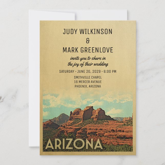 Arizona Hochzeitseinladung Vintag Mitte des Jahrhu Einladung (Vorderseite)