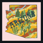 Arizona Illustrierte Karte Poster<br><div class="desc">Dekorieren Sie Ihren Raum mit dieser farbenfrohen Karte von Arizona. Macht ein großartiges Geschenk! Sie können ihn anpassen und auch Text hinzufügen. Karo in meinem Shop für viele weitere Artikel und andere Designs!</div>