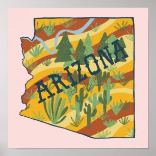 Arizona Illustrierte Karte Poster