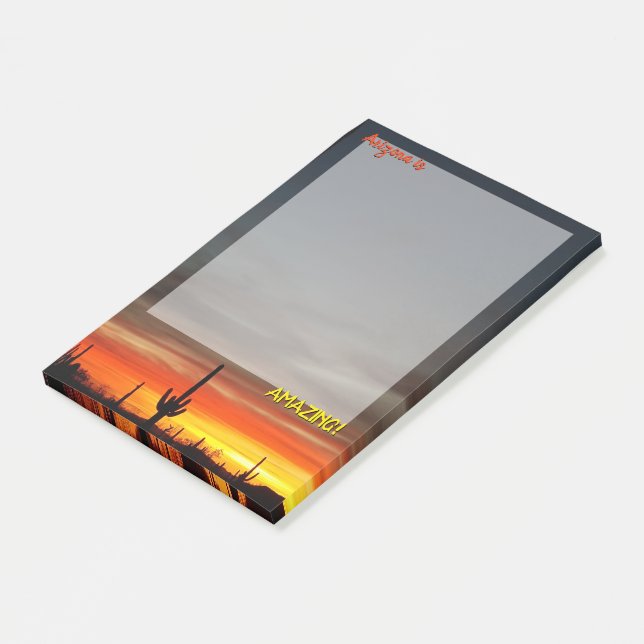 "Arizona ist Phantastisch!" Sunset Sonoran Desert  Post-it Klebezettel (angewinkelt)