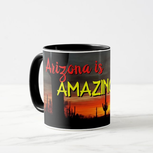 "Arizona ist Phantastisch!" Sunset Sonoran Desert  Tasse (Vorderseite Links)