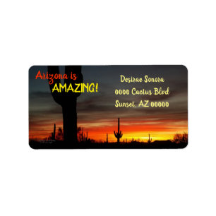 "Arizona ist unglaublich!" Sonnenuntergang Sonoran Adressaufkleber