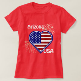 Arizona Juli 4. Feuerwerk Herzenflagge Roter T - S T-Shirt