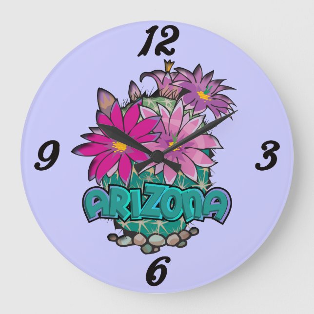 Arizona Kakteen Blume Wall Clock Große Wanduhr (Vorderseite)