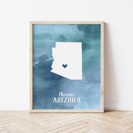 Arizona Karte Blaue Wasserfarbe Personalisierte Ku Poster