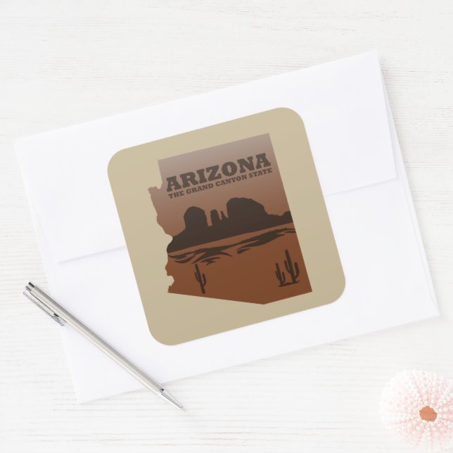 Arizona Karte Landschaft Grand Canyon Quadratischer Aufkleber (Umschlag)