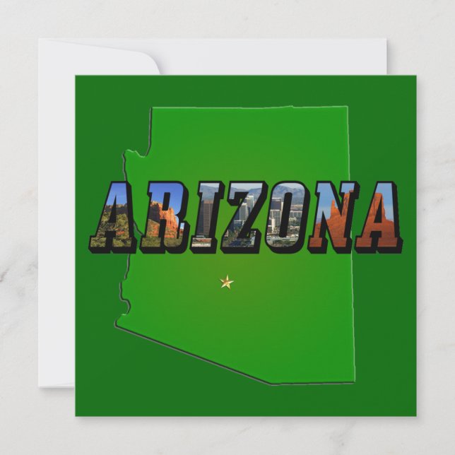 Arizona-Karte und Bildtext Einladung (Vorderseite)