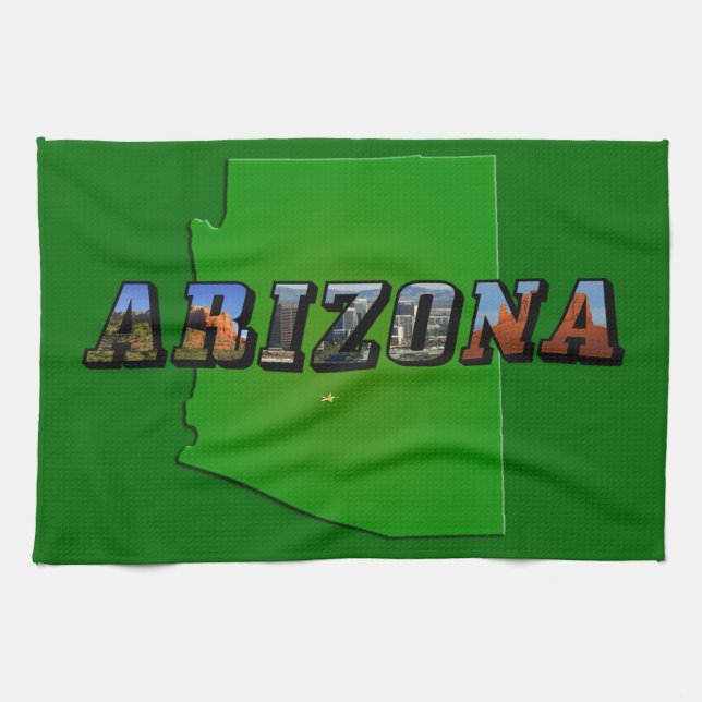 Arizona-Karte und Bildtext Handtuch (Horizontal)