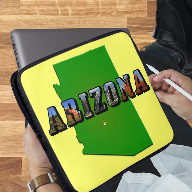 Arizona-Karte und Bildtext Laptopschutzhülle (Arizona Map and Picture Text Laptop Sleeve)