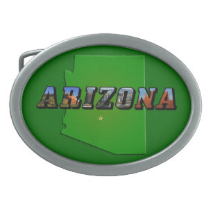 Arizona-Karte und Bildtext Ovale Gürtelschnalle