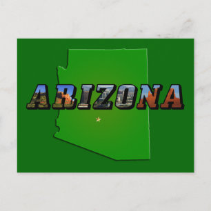 Arizona-Karte und Bildtext Postkarte