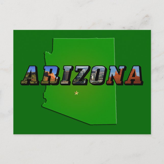 Arizona-Karte und Bildtext Postkarte (Vorderseite)