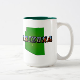 Arizona-Karte und Bildtext Zweifarbige Tasse