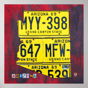 Arizona-Kfz-Kennzeichen-Karte Poster