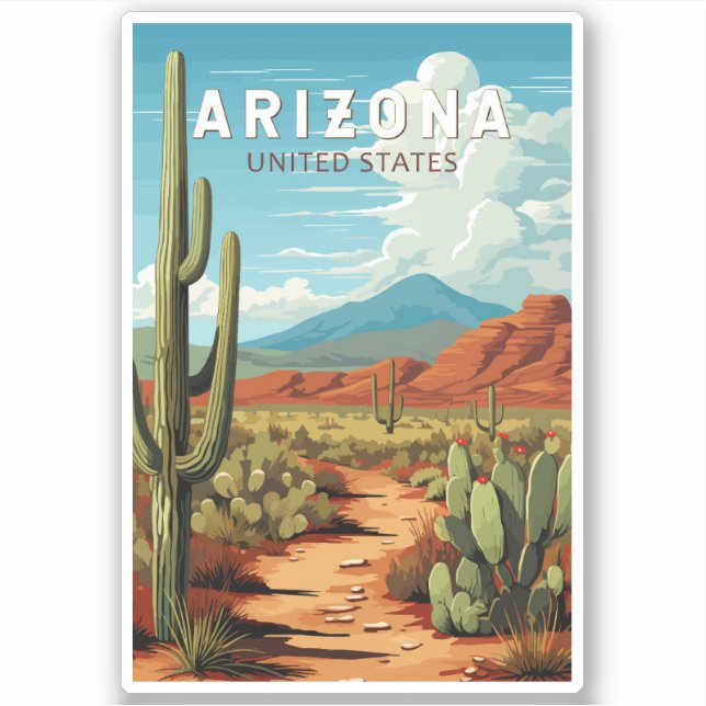 Arizona Kunstvoll wandern Vintag Aufkleber (Vorderseite)